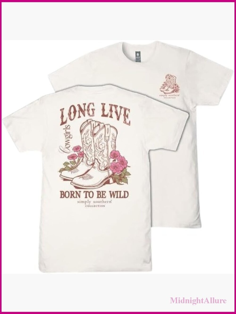 Vintage Cowgirl Boot Graphic Tee - Double-Sided Print
